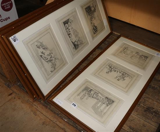 After Thomas Rowlandson, set of 12 uncoloured engravings Comforts of Bath, in 4 frames, as republished 1857(-)